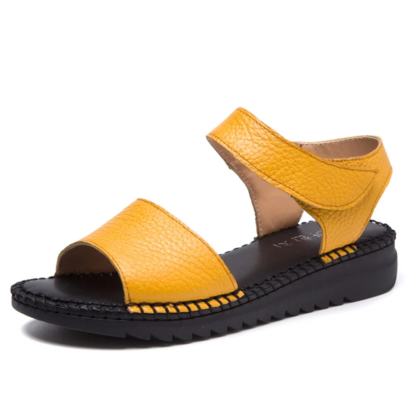 New Arrival Open Toe Women Sandals Summer Handmade Retro Soft Genuine Leather Wo - £36.50 GBP