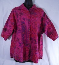 Fourteenth Place Pink Blue Paisley Design Button Up Size 16 Women 100% C... - £19.65 GBP