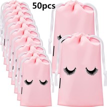50PCS Eyelash Aftercare Bags Plastic Drawstring Lashes Bag Toiletry Makeup Pouch - £29.49 GBP