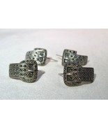 Sterling Silver .925 Marcasite post Buckle Signed Earrings - Lot of 2 - ... - £43.47 GBP