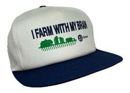Vintage ICI Seeds Hat Cap Snap Back Canvas I Farm With My Brain Logo Swingster - £15.65 GBP