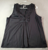 Old Navy Tank Top Women Size Large Black Ruffle Casual Sleeveless V Neck Pleated - £7.47 GBP