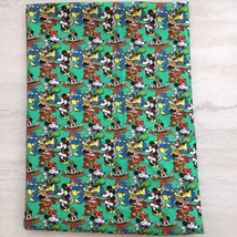 100% Cotton 2M ( 79*57 Inch ) Disney Micky Minnie on green Fabric - £17.62 GBP