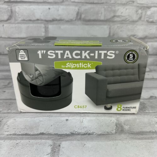 SlipStick StackIts Black Stackable Furniture Risers 8-Pack CB657 New Dam... - $11.21