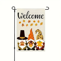 New Fall Autumn Gnomes Pumpkins Garden Flag 12&quot;X18&quot; Welcome Double Thank... - £4.68 GBP