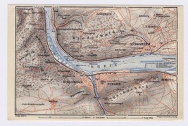 1911 Original Antique Map Of Vicinity Of Bingen Rudesheim Rhine / Germany - £15.38 GBP