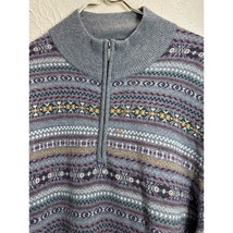 Brooks Brothers Sweater Mens Gray Fair Isle Wool Italian Yarn 1/4 Zip Si... - $56.00 CAD