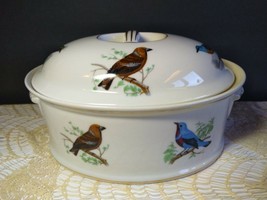 Vintage Louis Lourioux Le Faune Oval Covered Casserole Dish/Tureen Birds France - £42.66 GBP