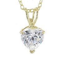 1.92Ct Heart Simulated Diamond 14K Gold Plated Solitaire Pendant FREE 18&quot; Chain - £148.74 GBP