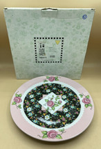 ME Mary Engelbreit Chinz Charming Black Pink Rim Flowers Platter 12&quot; 200... - £49.05 GBP
