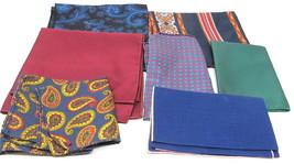 7 Pocket Squares Men Silk Solid Paisley Designs Handkerchiefs US Seller - £15.10 GBP