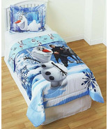 DISNEY FROZEN MOVIE OLAF FRIENDS BLUE TWIN COMFORTER SHAM 2PC BEDDING SE... - £75.37 GBP