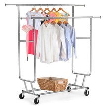 Commercial Rolling Garment Rack Clothing Rack Adjustable Closet Rack Dou... - £129.77 GBP