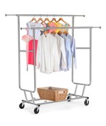 Commercial Rolling Garment Rack Clothing Rack Adjustable Closet Rack Dou... - £130.36 GBP