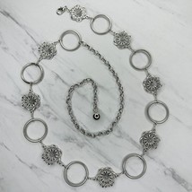 Flower Concho Boho Silver Tone Metal Chain Link Belt OS One Size - £15.91 GBP