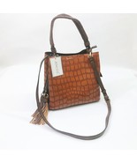 Jen &amp; Co.  Olivia Croc Hobo Brown Vegan Leather Crossbody Handle Bag 12x... - $54.44