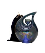 Blue Waterfall Heart Shaped Memorial Urn for Ashes - 10 Decorative Adult Remembr - $159.99