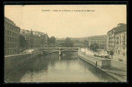 Vintage Postcard Ribera Street Merced Bridge Bilbao Spain 1910 Postal Hi... - $14.25