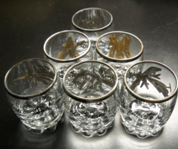 Nasca Lines Peru Shot Glasses Set of Six 990 Silver Rim Geoglyph Images and Name - £32.47 GBP