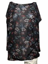 Free People Shirt Women’s Medium Black Knit Floral Bohemian Boho Cottage Core - £15.93 GBP