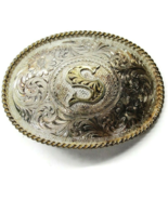 Montana Silversmiths Belt Buckle &quot;S&quot; Silver Plated Gold Tone - £50.30 GBP