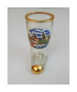 German Boot Shot Glass  Mainz a Rhein Colorful Design Gold Colored Trim ... - $8.90