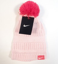 Nike Pink Knit Beanie with Pom-Pom Youth Girls 4-6X NWT - £14.82 GBP
