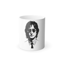 Color Morphing Heat-Reactive Mug: Personalized Black and White John Lennon Portr - £14.86 GBP