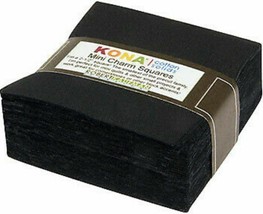 Mini Charm Squares 2.5&quot; x 2.5&quot; Pack Kona Cotton Solids Black Precuts M537.22 - £6.37 GBP