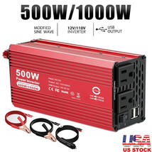Charger Car Power Inverter Dc 12V To Ac 110V Converter 500W Watt To 1000W Outlet - £43.15 GBP