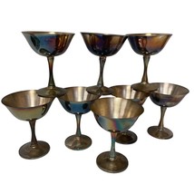 Salem Portugal Silver Plate Champagne Goblet Set Of 8 Vintage Tarnished - $57.69