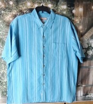Paradise Blue Shirt XXL Hemp/Cotton Blue Button Pocket Short Sleeve  - $17.82