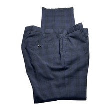HUGO BOSS Pants Slacks Navy Plaid Front Wool Dress Trousers Mens Size 32R - £56.31 GBP