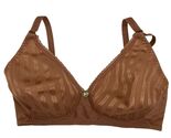 Vintage Brown 36B Wire-Free Bra With Sheer Striped Design Floral Accent - $24.00