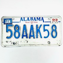 1993 United States Alabama Heart of Dixie Passenger License Plate 58AAK58 - £13.13 GBP