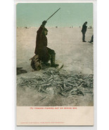 Tomcod Fisher Fisherman Fishing Bering Strait Alaska 1907c postcard - $6.44