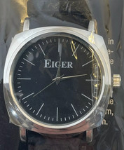 NEW EIGER WATCH Black Silver Faux Leather Band - $17.54