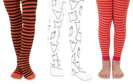 Jefferies Socks Girls Halloween Stripe Ghost Pattern Costume Nylon Tights 1 Pack - £9.58 GBP