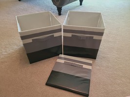 Storage Bins Foldable Fabric Boxes Handles (Set of 3) 10.5&quot; x 10.5&quot; x 11&quot; - $26.31 CAD
