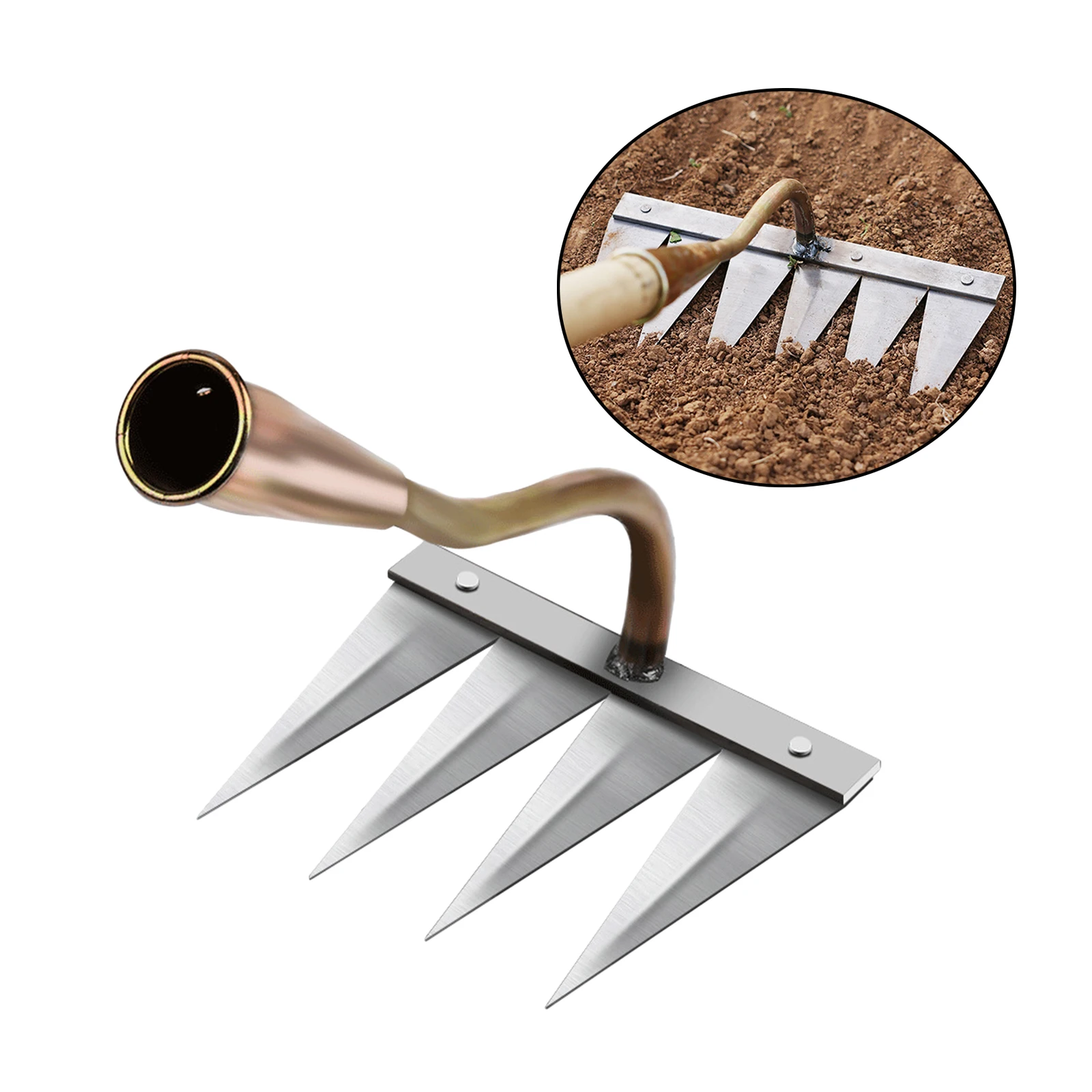 Yard Tools Artifact Rake Rake Dethatcher  Garden 4/5/6/7-tooth Agricultural Hoe  - £64.76 GBP