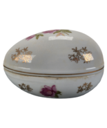 Vintage Lefton China Hand painted Rose Egg Shaped Trinket Box NE2209 - £10.52 GBP