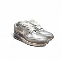Nike Air Max 90 Metallic Silver Sneakers Youth Size 7, Women&#39;s Size 8.5 - £37.94 GBP