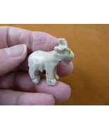 Y-GOA-1) white BILLY GOAT with horns carving stone SOAPSTONE figurine lo... - $170.16 MXN