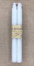 Natural Beeswax White Taper Candle Set Of Two Honeycomb Texture - £9.39 GBP