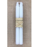 Natural Beeswax White Taper Candle Set Of Two Honeycomb Texture - £9.48 GBP