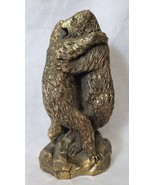 Grizzly Bears MCM Black Forest Carved Faro Statue Vtg Gold Foil Art Scul... - $41.58