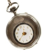 AS&amp;F Silver Mysterieuse Pocket Watch w/ Transparent Dial and Silver Chain - €7.654,63 EUR