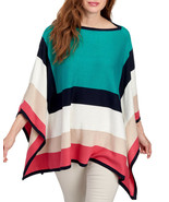 RAFAELLA Colorblocked Sweater Poncho SIZE ONE SIZE Open-Side Layering Pi... - £28.30 GBP