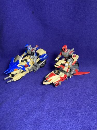 Primary image for Power Rangers SPD Space Patrol Bike + Figure Lot of 2 - 2004 Bandai Blue + Red