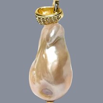 Immense Giant 14.7 x 22mm Keshi Baroque Purple Peach Pink Cultured Pearl Pendant - £75.46 GBP